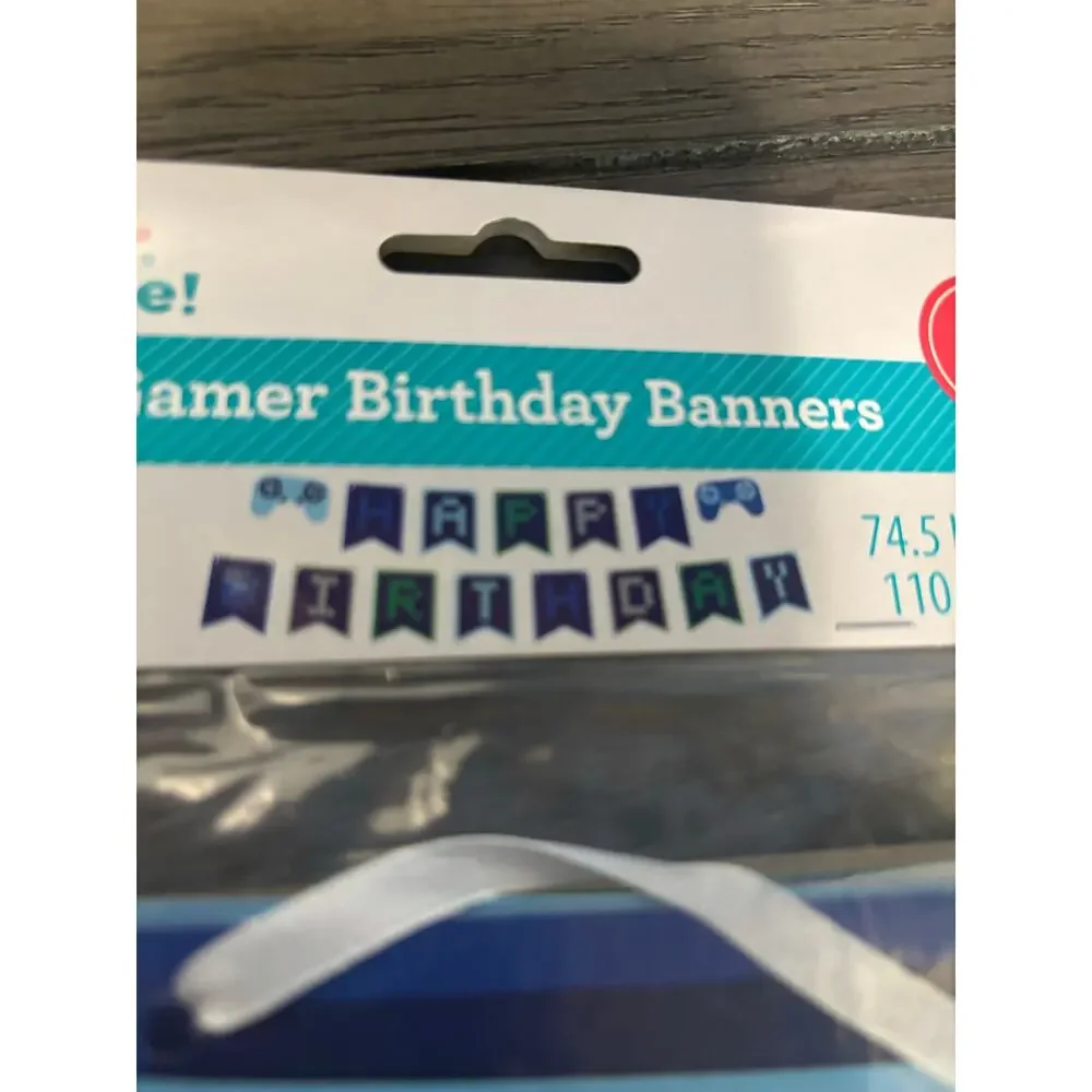 Celebrate Gamer Birthday Banner (2 piece Set Happy Birthday) NEW